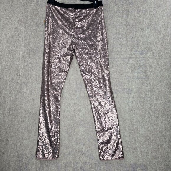 Xhilaration Rose Gold Sequin Leggings L Polyester - Picture 2 of 6
